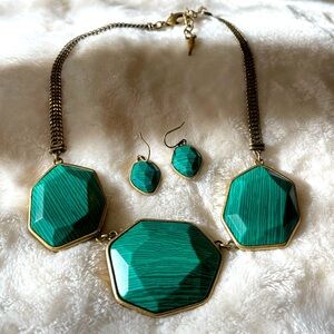 Chloe and Isabel green necklace and earrings